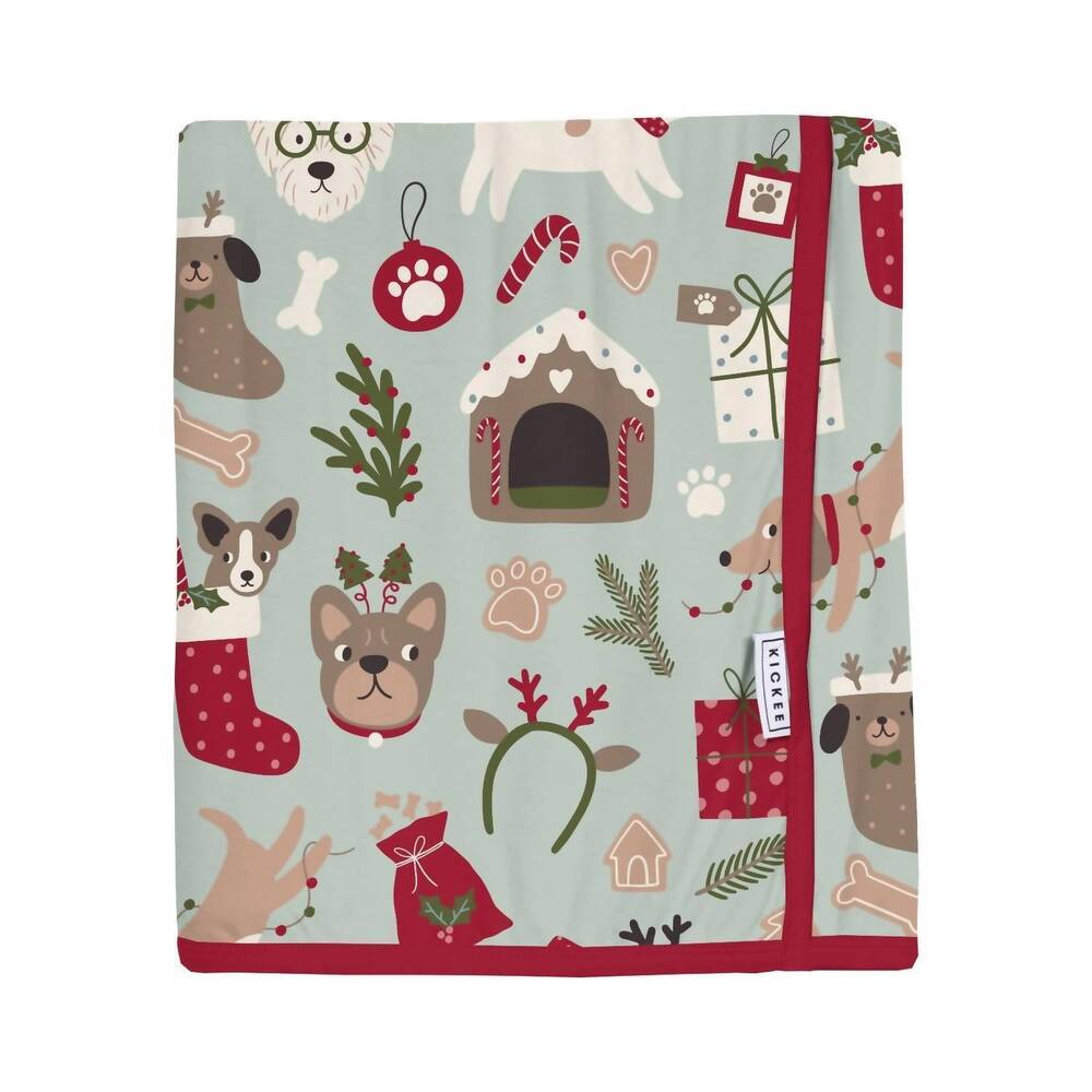 NEW KICKEE swaddle perfect blanket in aloe christmas dogs
